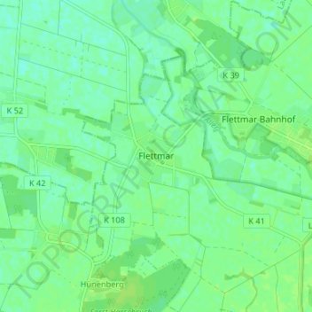 Topografische Karte Flettmar, Höhe, Relief