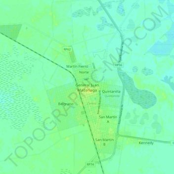 Topografische Karte General Juan Madariaga, Höhe, Relief