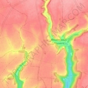 Topografische Karte Touvent, Höhe, Relief