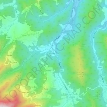 Topografische Karte Pian di Barca, Höhe, Relief