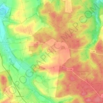 Topografische Karte Heggbach, Höhe, Relief