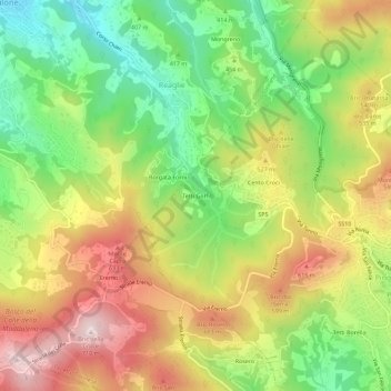 Topografische Karte Tetti Goffi, Höhe, Relief