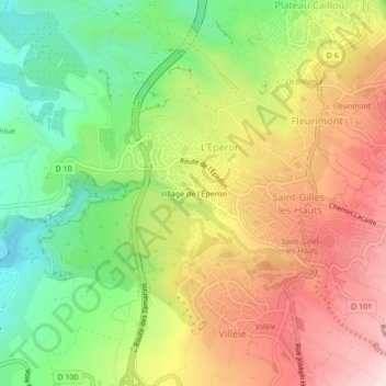 Topografische Karte Village de l'Éperon, Höhe, Relief
