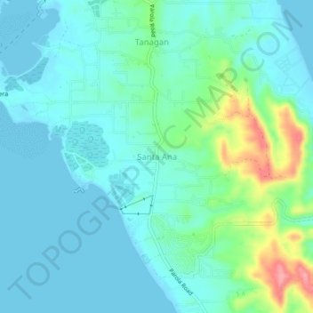 Topografische Karte Santa Ana, Höhe, Relief