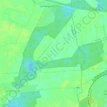 Topografische Karte Gräseberge, Höhe, Relief
