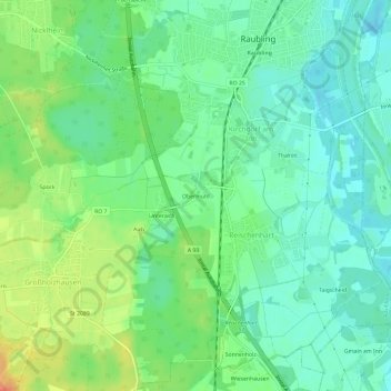 Topografische Karte Obermühl, Höhe, Relief