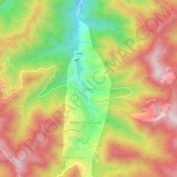 Topografische Karte Οίκος, Höhe, Relief