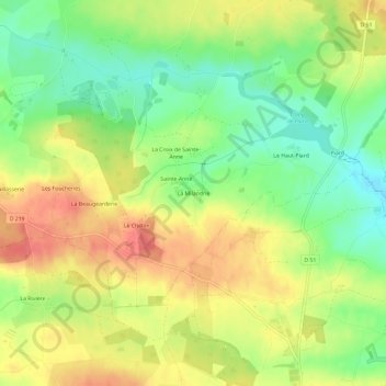 Topografische Karte La Milandrie, Höhe, Relief