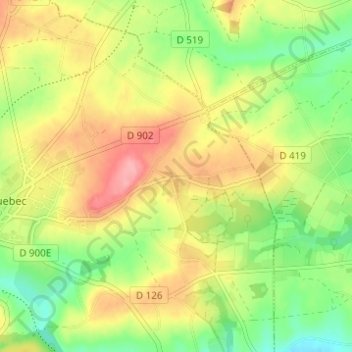 Topografische Karte Le Melleret, Höhe, Relief
