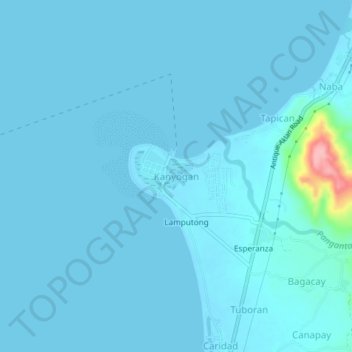 Topografische Karte Kanyogan, Höhe, Relief