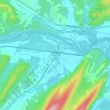 Topografische Karte Green Spring, Höhe, Relief