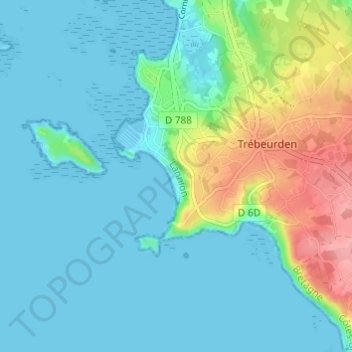 Topografische Karte Traou Meur, Höhe, Relief