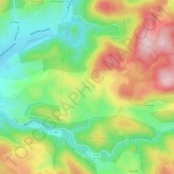 Topografische Karte Cas, Höhe, Relief