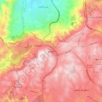 Topografische Karte Sweileh, Höhe, Relief