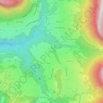 Topografische Karte Le Chêne, Höhe, Relief