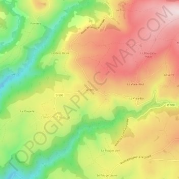Topografische Karte Le Teil, Höhe, Relief