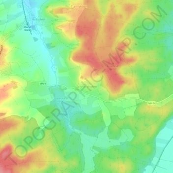 Topografische Karte Schnerzhofen, Höhe, Relief