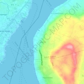 Topografische Karte Caliclic, Höhe, Relief