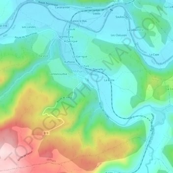 Topografische Karte Loumière, Höhe, Relief