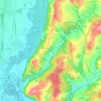 Topografische Karte Dillach, Höhe, Relief