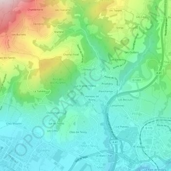Topografische Karte La Grande Ferme, Höhe, Relief