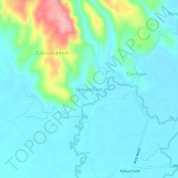 Topografische Karte Maluanluan, Höhe, Relief