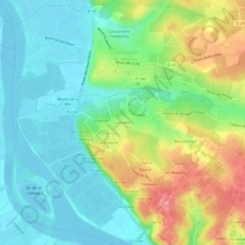 Topografische Karte Cavaillac, Höhe, Relief