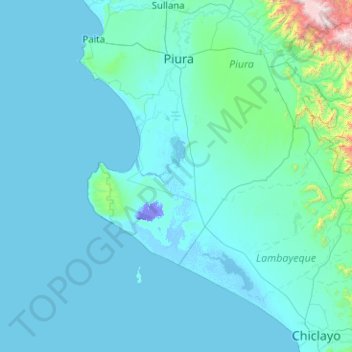 Topografische Karte Provincia de Sechura, Höhe, Relief