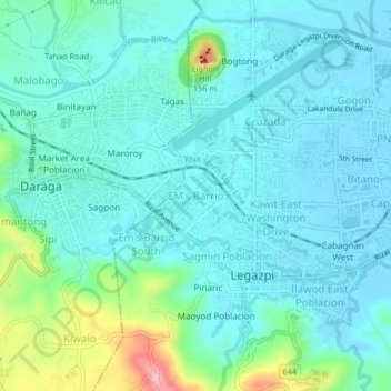 Topografische Karte EM's Barrio, Höhe, Relief