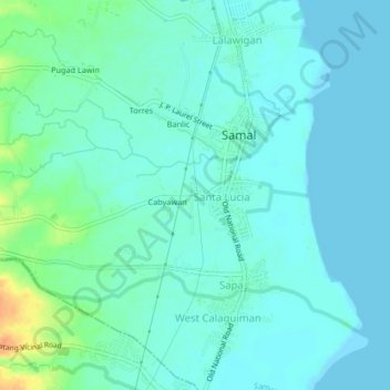 Topografische Karte Bubuyog, Höhe, Relief