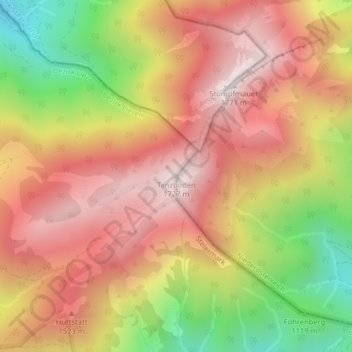 Topografische Karte Tanzboden, Höhe, Relief