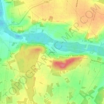Topografische Karte Challeau, Höhe, Relief