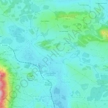 Topografische Karte Rehbichl, Höhe, Relief