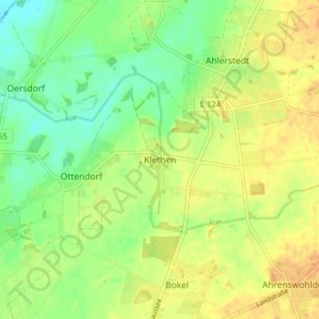 Topografische Karte Klethen, Höhe, Relief