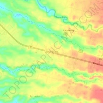 Topografische Karte Binoligan, Höhe, Relief