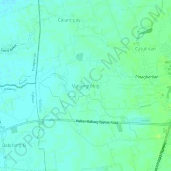 Topografische Karte Matangtubig, Höhe, Relief