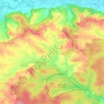 Topografische Karte Thalhausen, Höhe, Relief