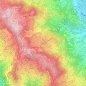 Topografische Karte Cerealto, Höhe, Relief