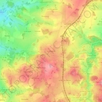 Topografische Karte La Piègerie, Höhe, Relief