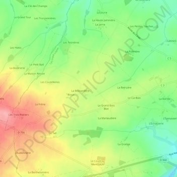 Topografische Karte Parigné, Höhe, Relief
