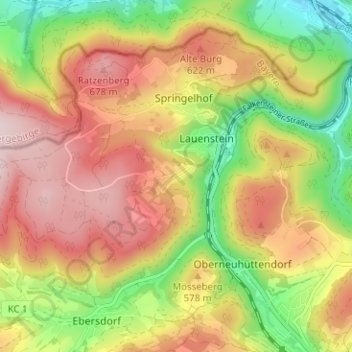 Topografische Karte Ebene, Höhe, Relief