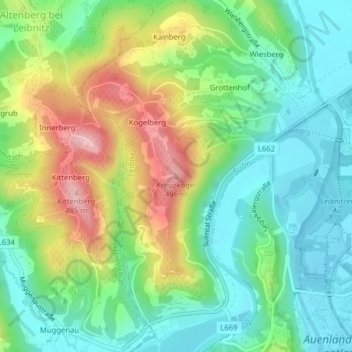 Topografische Karte Kreuzkogel, Höhe, Relief