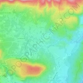 Topografische Karte Sauviac, Höhe, Relief