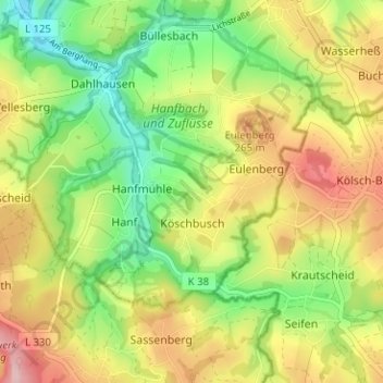 Topografische Karte Heide, Höhe, Relief