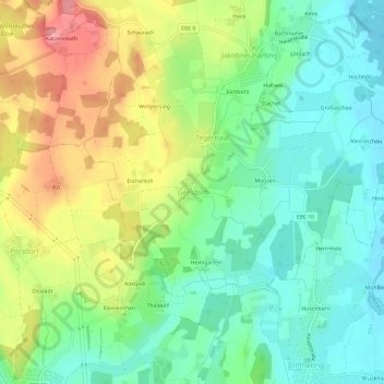 Topografische Karte Gersdorf, Höhe, Relief