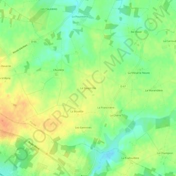 Topografische Karte La Douce Vie, Höhe, Relief