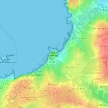 Topografische Karte Beg Ar Bereneg, Höhe, Relief