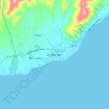 Topografische Karte Dinalungan, Höhe, Relief