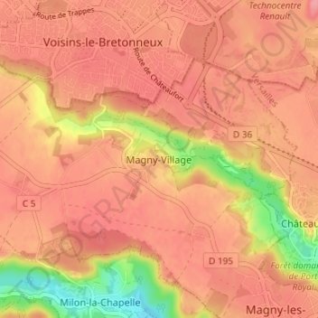 Topografische Karte Magny-Village, Höhe, Relief