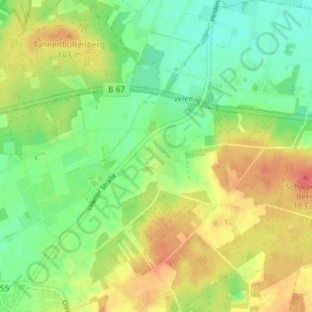 Topografische Karte Nordick, Höhe, Relief
